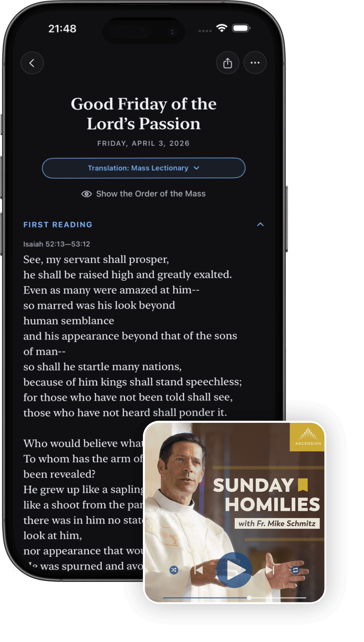 Ambo Mass readings and audio reflections screen